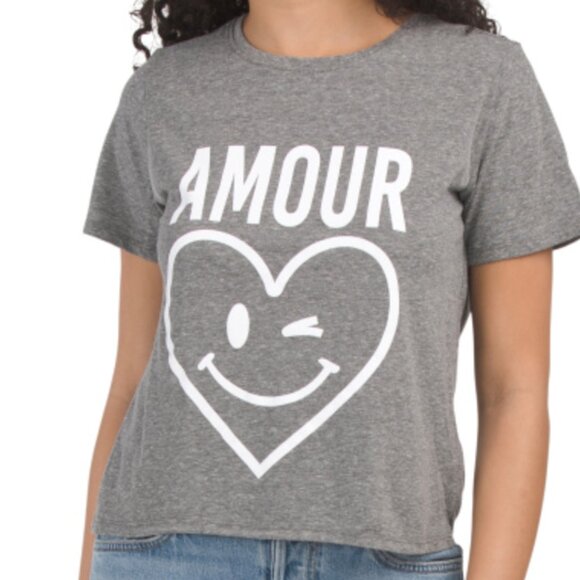 CINQ A SEPT Smiley Heart Shrunken Tee - Picture 1 of 4